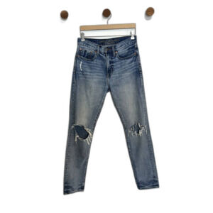 American Eagle Mens Dad Jean Size 28 X 34 Blue Distressed Cotton Light Wash